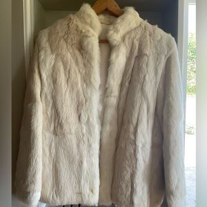 Vintage Real White Rabbit Fur Coat Jacket